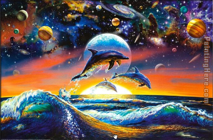 Sea life Dolphin Universe painting anysize 50% off - Dolphin Universe